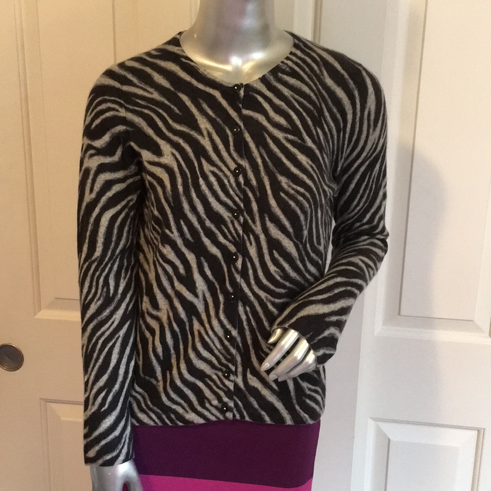 Charter Club 2-ply 100% cashmere zebra car…